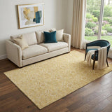 5' X 8' Gold And Wheat Floral Washable Area Rug With UV Protection