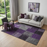 5' X 8' Eggplant Gray And Purple Patchwork Washable Area Rug With UV Protection
