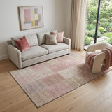 5' X 8' Blush And Beige Patchwork Washable Area Rug With UV Protection