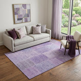 5' X 8' Lavender And Purple Patchwork Washable Area Rug With UV Protection