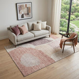 5' X 8' Blush And Plum Abstract Washable Area Rug With UV Protection