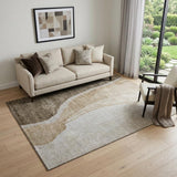 5' X 8' Brown And Ivory Abstract Washable Area Rug With UV Protection
