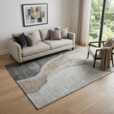 5' X 8' Charcoal And Ivory Abstract Washable Area Rug With UV Protection
