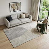 5' X 8' Beige And Brown Abstract Washable Area Rug With UV Protection