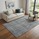 5' X 8' Charcoal And Gray Striped Washable Area Rug With UV Protection