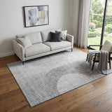 5' X 8' Gray And Silver Geometric Washable Area Rug With UV Protection