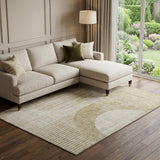 8' X 10' Taupe And Beige Geometric Washable Area Rug With UV Protection