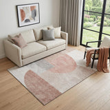 5' X 8' Copper Gray And Ivory Geometric Washable Area Rug With UV Protection