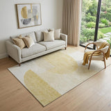 5' X 8' Gold And Ivory Geometric Washable Area Rug With UV Protection