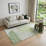 5' X 8' Olive Green And Beige Geometric Washable Area Rug With UV Protection