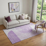 5' X 8' Purple And Ivory Geometric Washable Area Rug With UV Protection