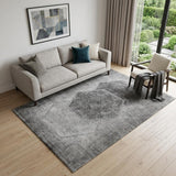 5' X 8' Gray And Silver Geometric Washable Area Rug With UV Protection