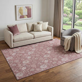 5' X 8' Blush And Ivory Floral Washable Area Rug With UV Protection