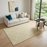5' X 8' Amber And Ivory Floral Washable Area Rug With UV Protection