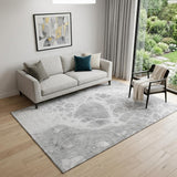 5' X 8' Gray And Ivory Abstract Washable Area Rug With UV Protection