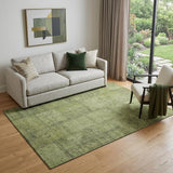 5' X 8' Fern Green And Gray Patchwork Washable Area Rug With UV Protection