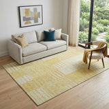 5' X 8' Amber And Ivory Striped Washable Area Rug With UV Protection