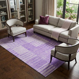 8' X 10' Lavender And Ivory Striped Washable Area Rug With UV Protection