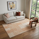 5' X 8' Salmon And Ivory Striped Washable Area Rug With UV Protection