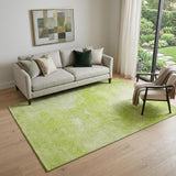 5' X 8' Artichoke Green And Ivory Abstract Washable Area Rug With UV Protection