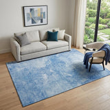 5' X 8' Blue And Ivory Abstract Washable Area Rug With UV Protection