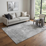 5' X 8' Gray And Silver Abstract Washable Area Rug With UV Protection