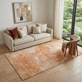5' X 8' Salmon And Ivory Abstract Washable Area Rug With UV Protection
