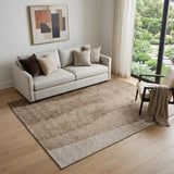 5' X 8' Brown And Ivory Ombre Washable Area Rug With UV Protection