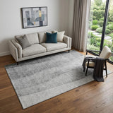 5' X 8' Gray And Silver Ombre Washable Area Rug With UV Protection
