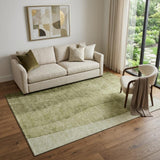 5' X 8' Olive Green And Ivory Ombre Washable Area Rug With UV Protection