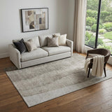 5' X 8' Taupe And Ivory Ombre Washable Area Rug With UV Protection