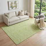 5' X 8' Artichoke Green And Ivory Floral Washable Area Rug With UV Protection