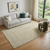 5' X 8' Beige And Ivory Floral Washable Area Rug With UV Protection