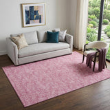 5' X 8' Blush And Ivory Floral Washable Area Rug With UV Protection