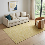 5' X 8' Gold And Ivory Floral Washable Area Rug With UV Protection
