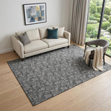 5' X 8' Gray And Silver Floral Washable Area Rug With UV Protection