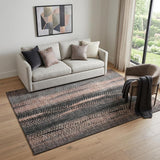 5' X 8' Terra Cotta And Gray Striped Washable Area Rug With UV Protection