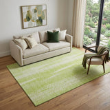 5' X 8' Artichoke Green And Ivory Striped Washable Area Rug With UV Protection