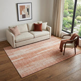 5' X 8' Coral And Ivory Striped Washable Area Rug With UV Protection