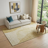 5' X 8' Gold And Beige Abstract Washable Area Rug With UV Protection