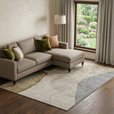 8' X 10' Taupe Beige And Gray Abstract Washable Area Rug With UV Protection