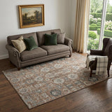 5' X 8' Rust Gray And Charcoal Oriental Washable Area Rug With UV Protection
