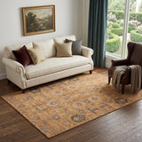 5' X 8' Terra Cotta Beige And Charcoal Oriental Washable Area Rug With UV Protection