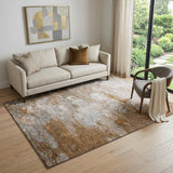 5' X 8' Terra Cotta Ivory And Gray Abstract Washable Area Rug With UV Protection