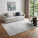 5' X 8' Silver And Gray Abstract Washable Area Rug With UV Protection