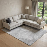 8' X 10' Silver And Gray Abstract Washable Area Rug With UV Protection
