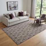 5' X 8' Ivory And Taupe Floral Washable Area Rug With UV Protection