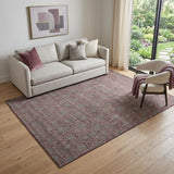 5' X 8' Merlot And Gray Floral Washable Area Rug With UV Protection