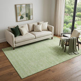 5' X 8' Artichoke Green And Ivory Floral Washable Area Rug With UV Protection