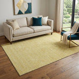 5' X 8' Amber And Ivory Floral Washable Area Rug With UV Protection